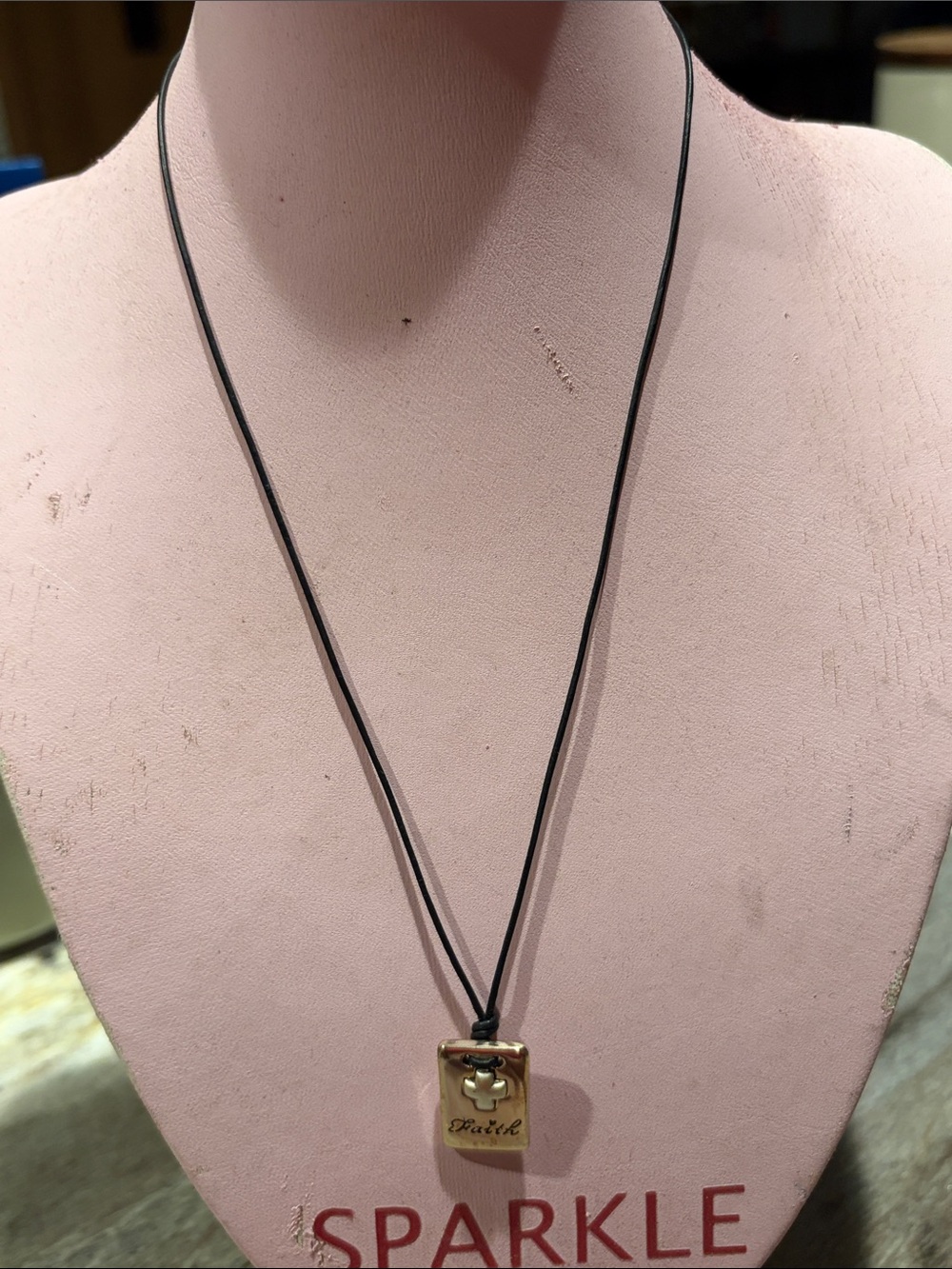 Brighton Black Cord Necklace with Gold Pendant